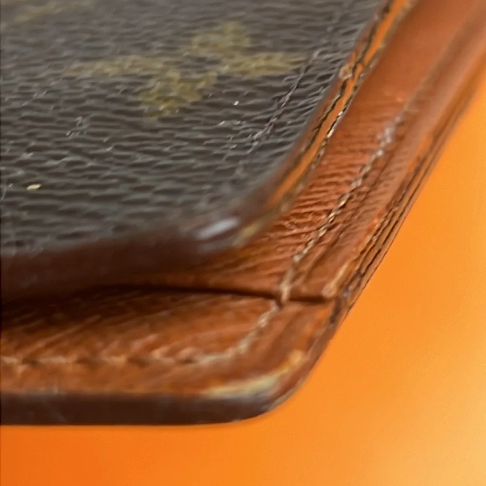 LV Luis Vuitton Brazza Long Wallet Monogram Canvas Men Brown Auth. Vintage